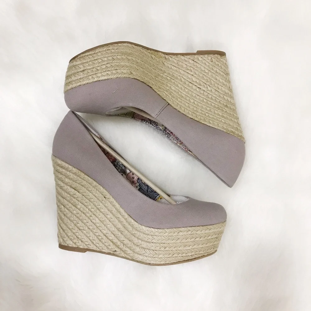 Steve Madden Taupe Platform Espadrille Wedges